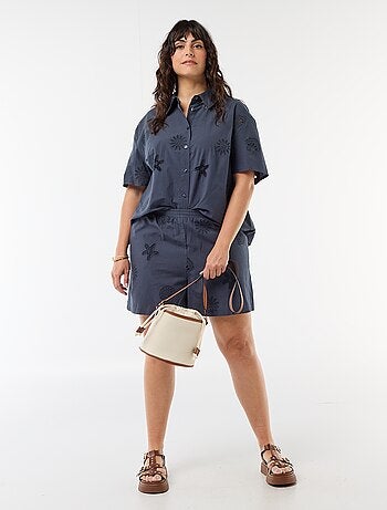 Camisa de algodão com motivos vazados