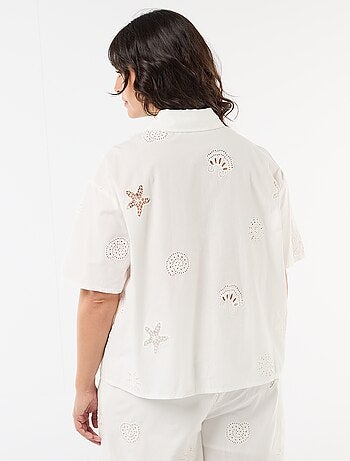 Camisa de algodão com motivos vazados
