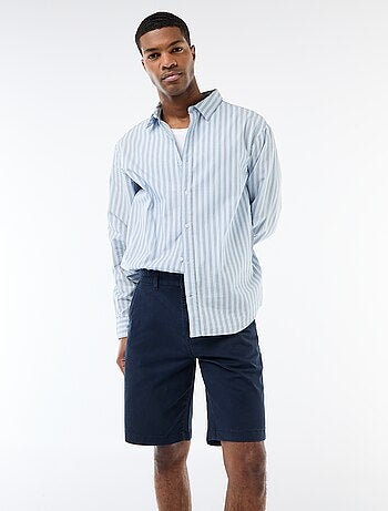 Camisa de algodão com padrão às riscas