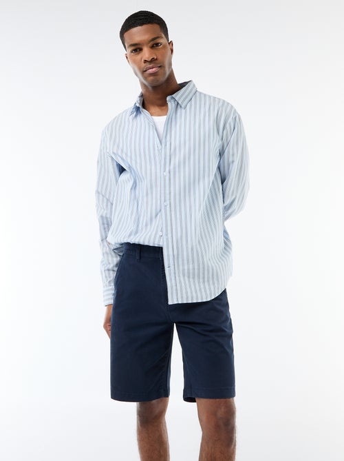 Camisa de algodão com padrão às riscas - Kiabi