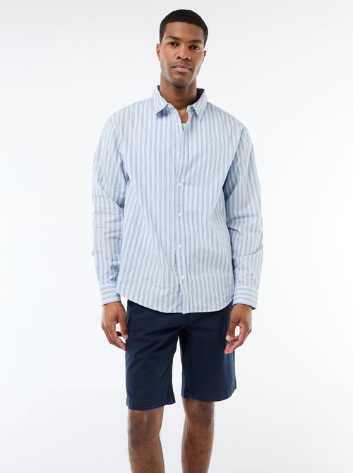 Camisa de algodão com padrão às riscas - Kiabi