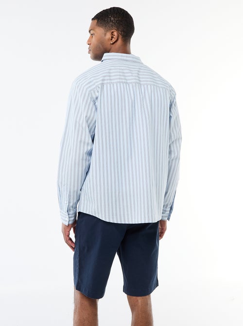 Camisa de algodão com padrão às riscas - Kiabi