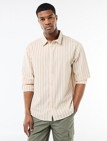 Camisa de algodão com padrão às riscas