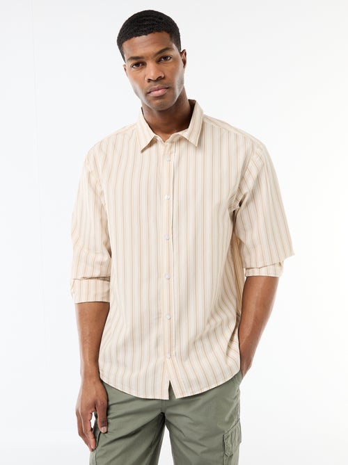 Camisa de algodão com padrão às riscas - Kiabi