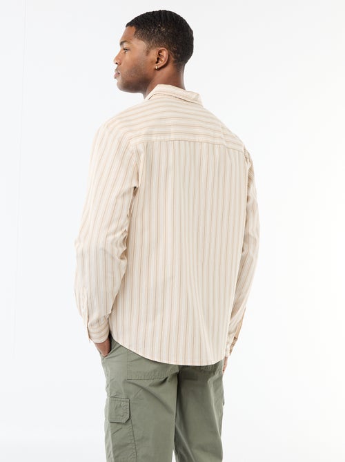 Camisa de algodão com padrão às riscas - Kiabi