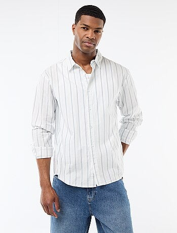 Camisa de algodão com padrão às riscas