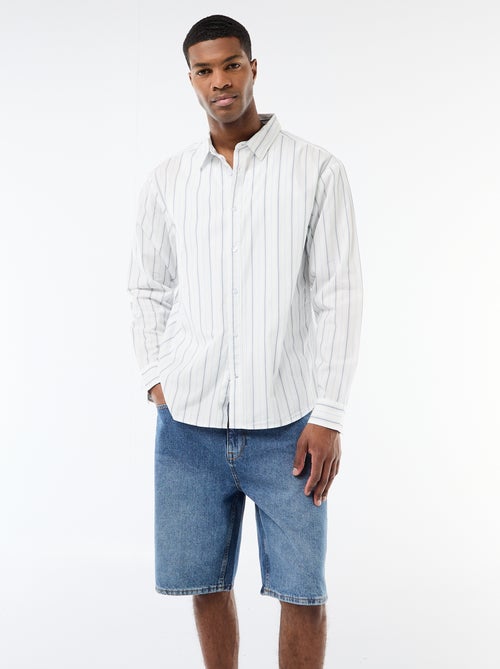 Camisa de algodão com padrão às riscas - Kiabi