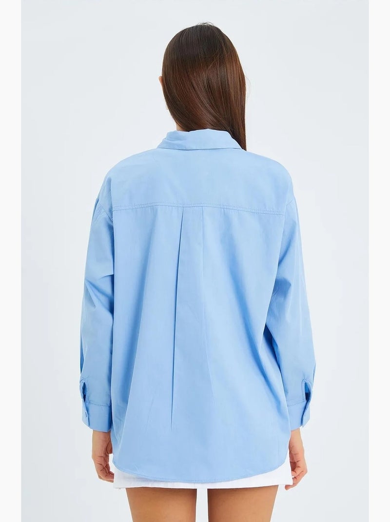 Camisa de algodão de manga comprida mixray Azul-céu - Kiabi