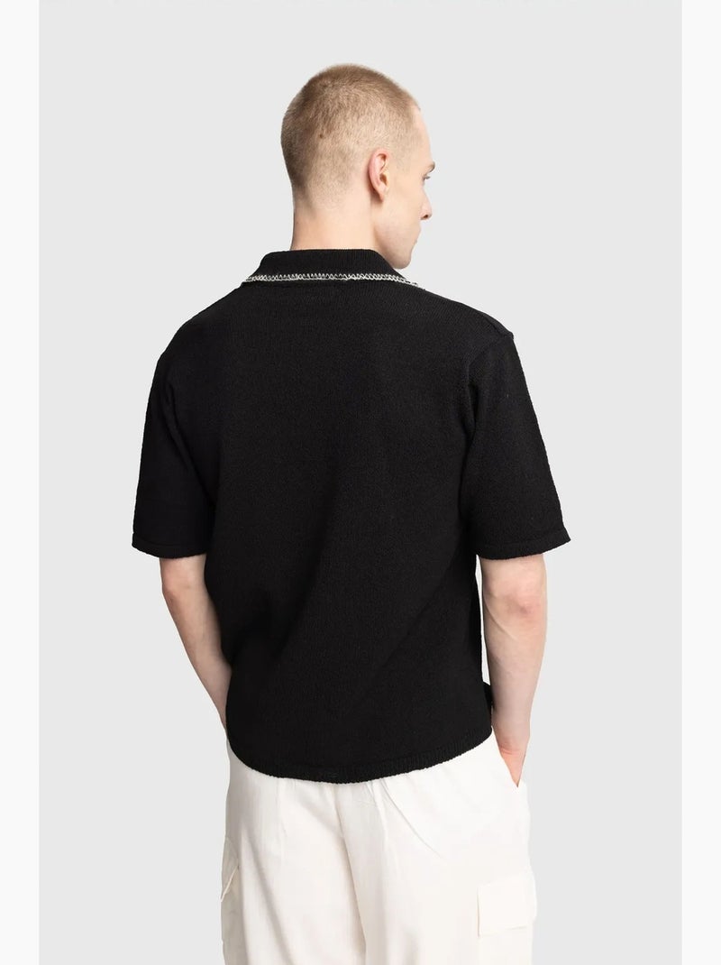 Camisa de algodão de manga curta para homem giesto Preto - Kiabi