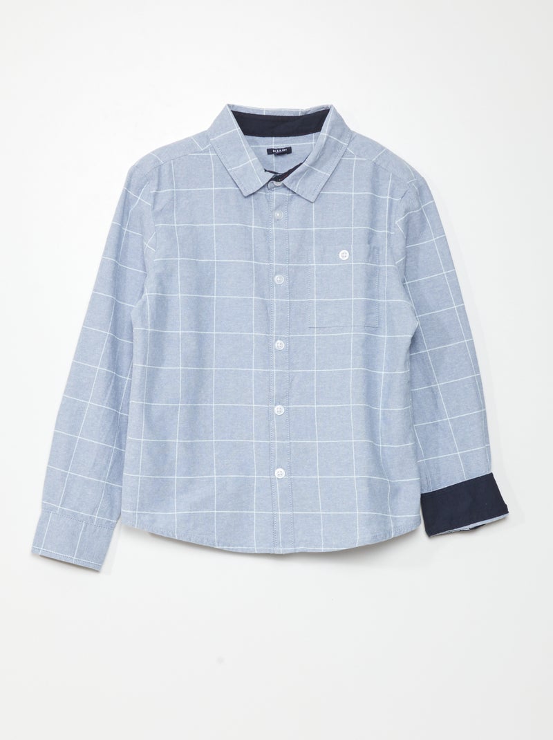 Camisa de algodão em cambraia AZUL - Kiabi