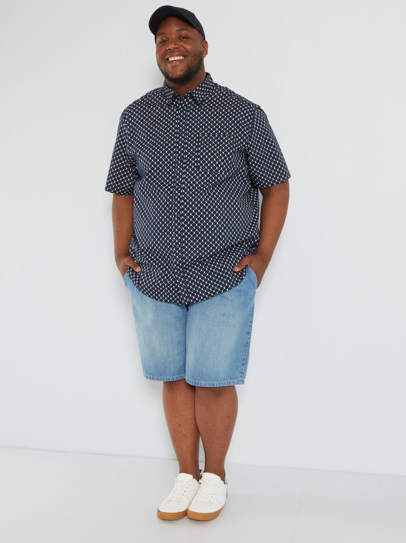 Camisa de algodão estampada AZUL - Kiabi