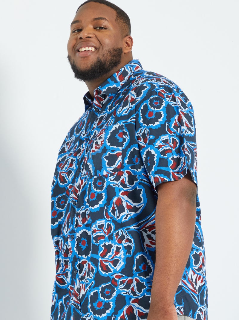 Camisa de algodão estampada AZUL - Kiabi