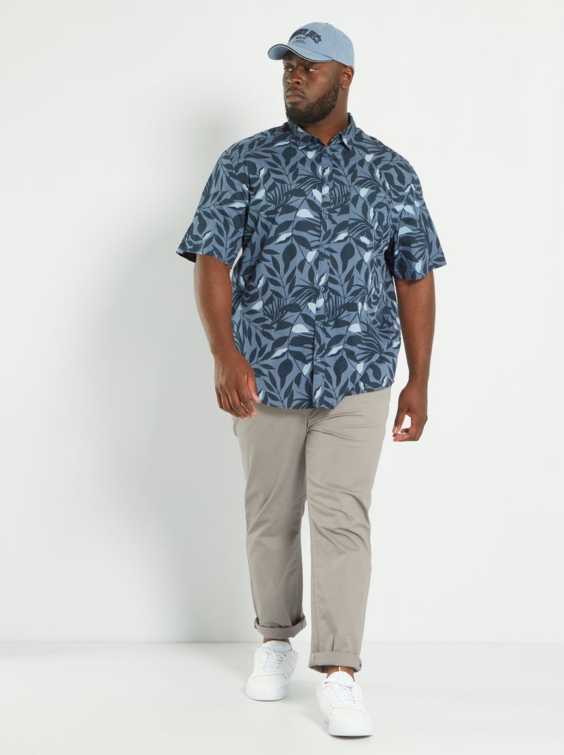 Camisa de algodão estampada AZUL - Kiabi