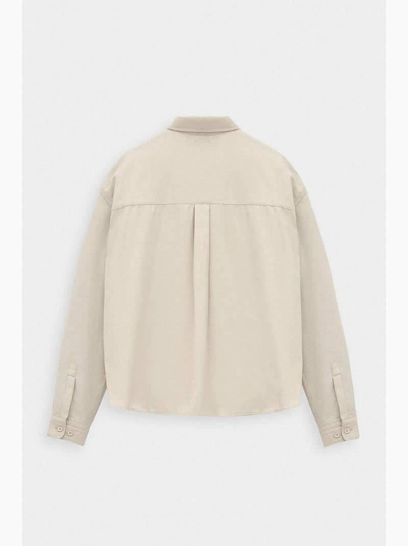 Camisa de algodão giesto Areia - Kiabi