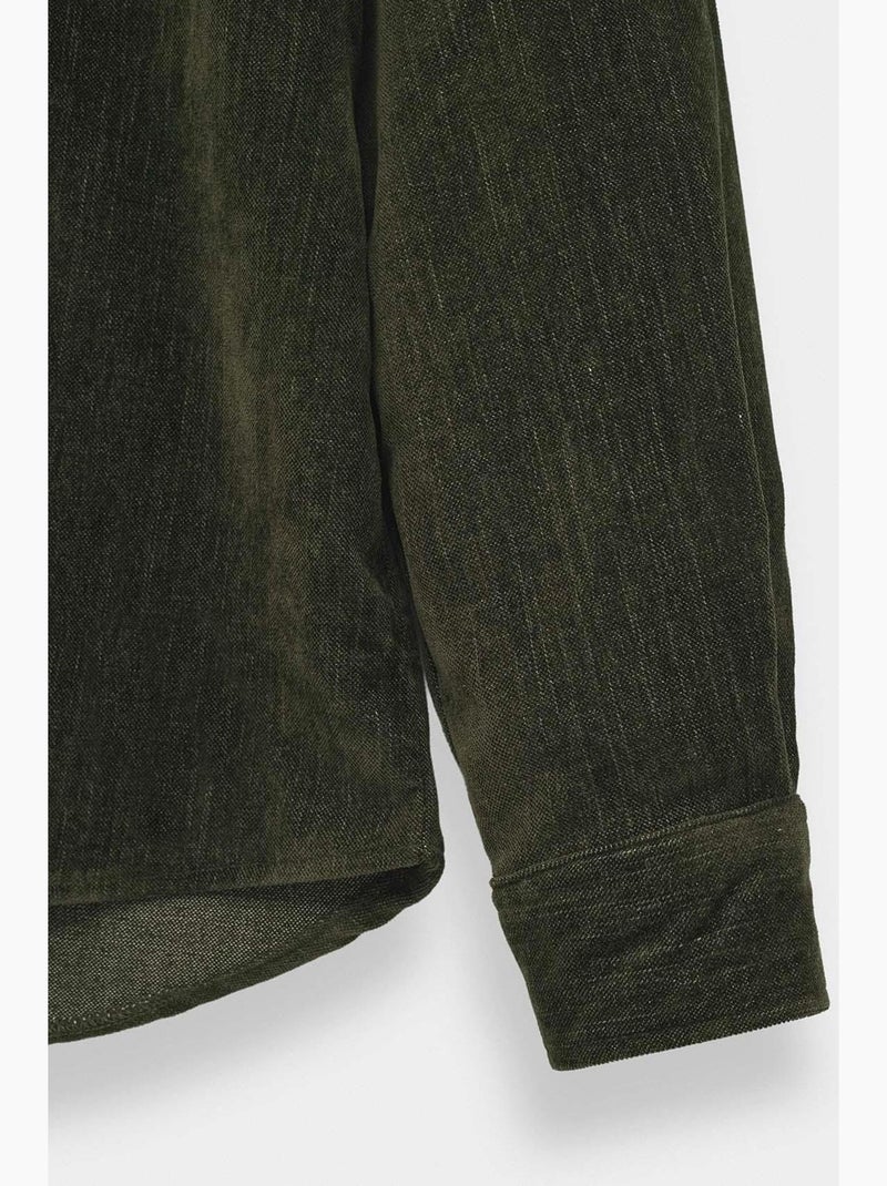 Camisa de algodão giesto Verde escuro - Kiabi