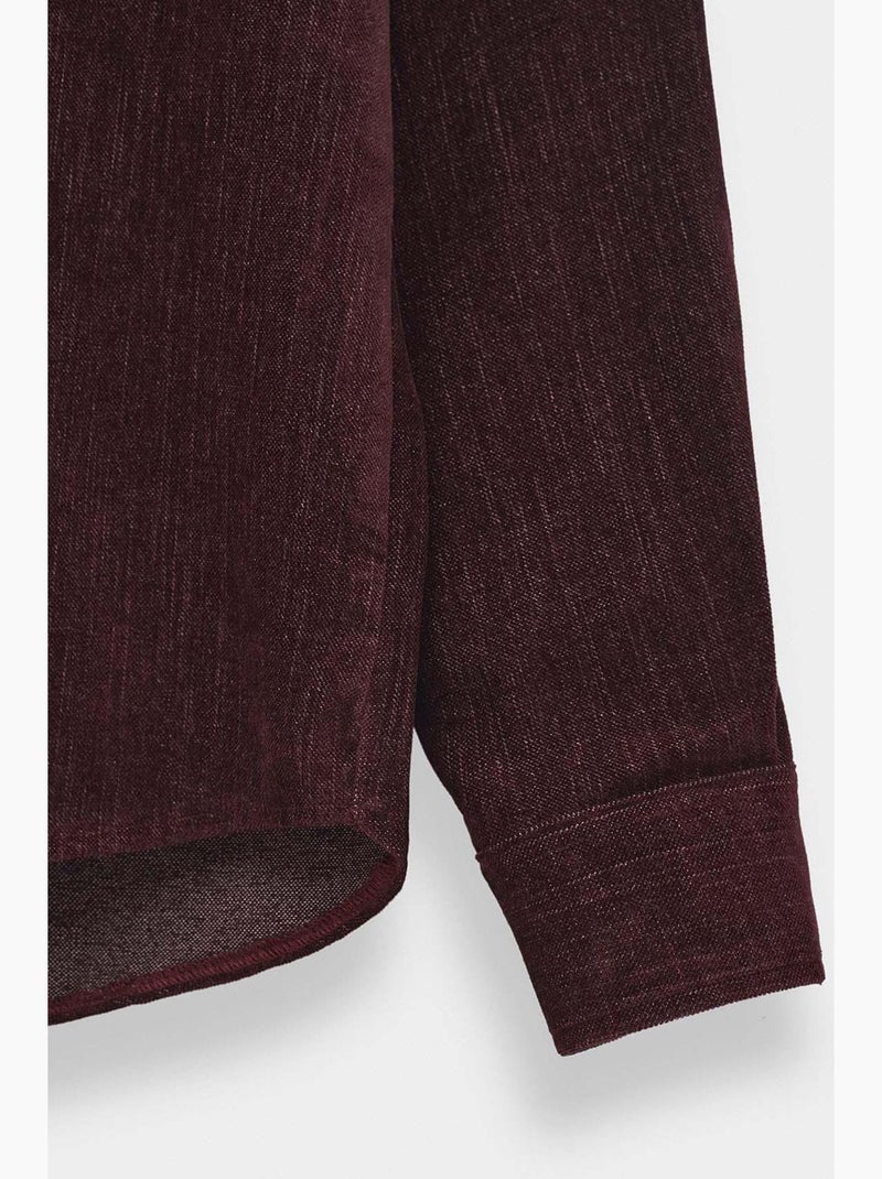 Camisa de algodão giesto Vermelho bordô - Kiabi