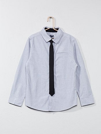 Camisa de algodão + gravata - Kiabi