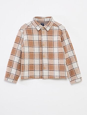 Camisa de algodão jacquard aos quadrados