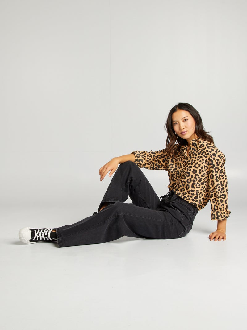 Camisa de algodão leopardo CASTANHO - Kiabi