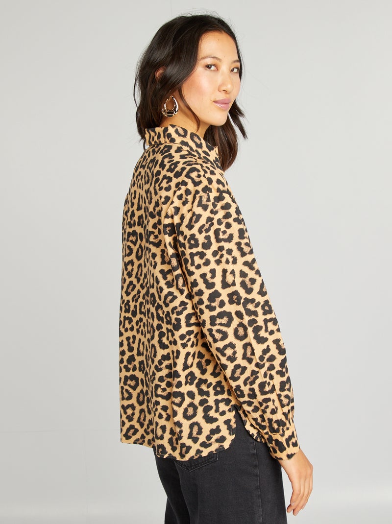 Camisa de algodão leopardo CASTANHO - Kiabi