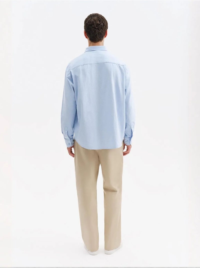 Camisa de algodão masculina giesto Azul-céu - Kiabi