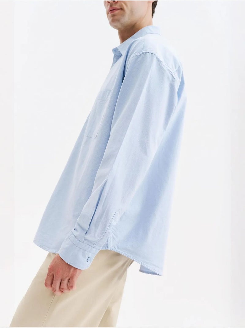 Camisa de algodão masculina giesto Azul-céu - Kiabi