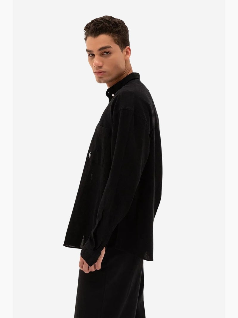 Camisa de algodão masculina giesto Preto - Kiabi