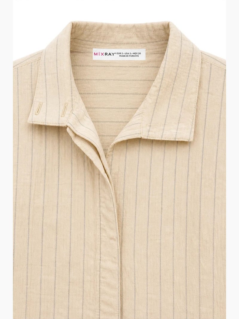 Camisa de algodão mixray Bege-argila - Kiabi