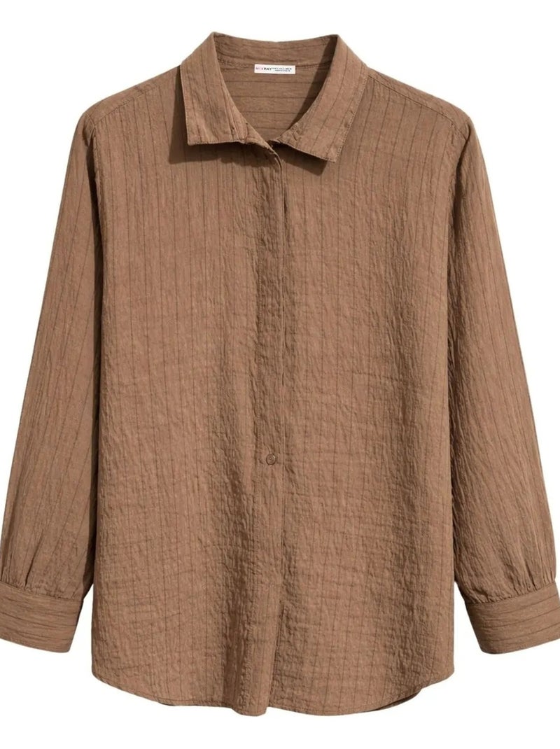 Camisa de algodão mixray Camelo - Kiabi