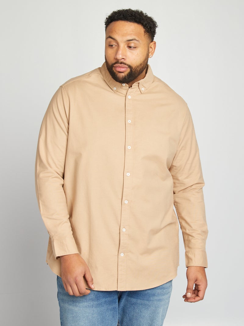 Camisa de algodão Oxford BEGE - Kiabi