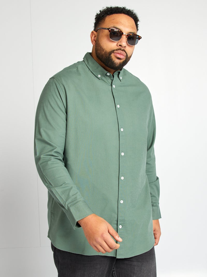 Camisa de algodão Oxford VERDE - Kiabi