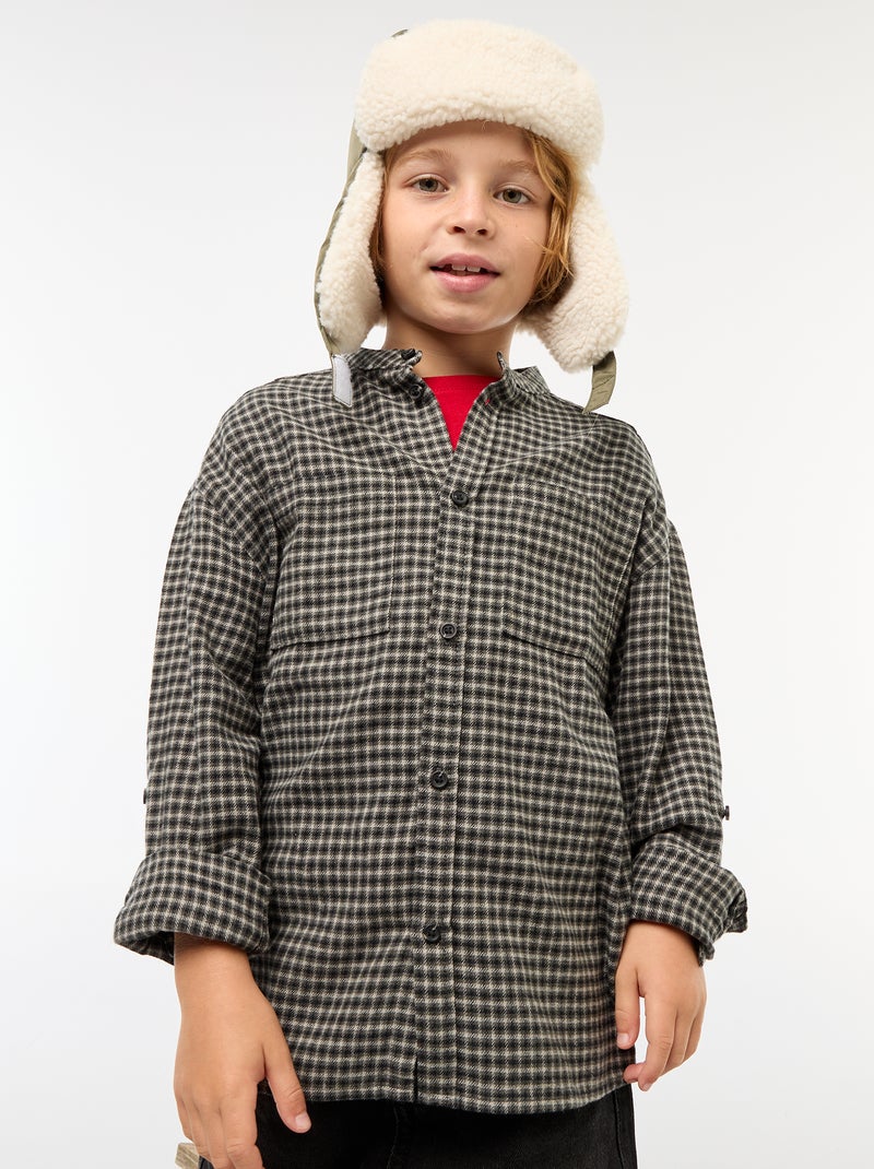 Camisa de algodão Preto - Kiabi