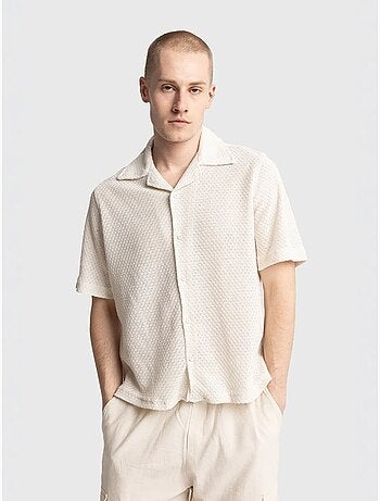 Camisa de algodão texturado de manga curta para homem giesto