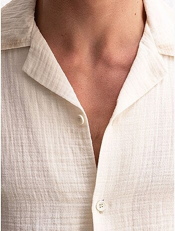 Camisa de algodão texturado de manga curta para homem giesto