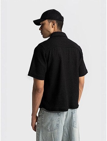 Camisa de algodão texturado de manga curta para homem giesto