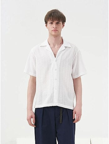 Camisa de algodão texturizado de manga curta giesto