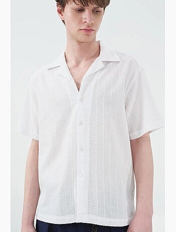 Camisa de algodão texturizado de manga curta giesto