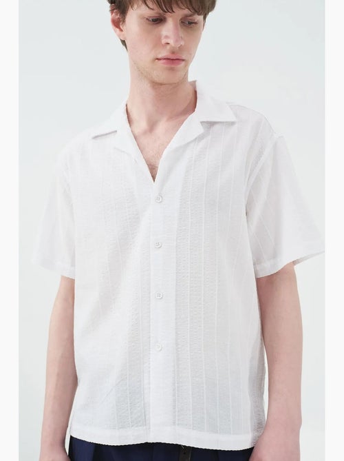Camisa de algodão texturizado de manga curta giesto - Kiabi