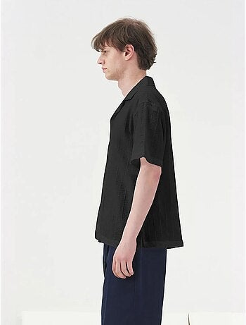 Camisa de algodão texturizado de manga curta giesto