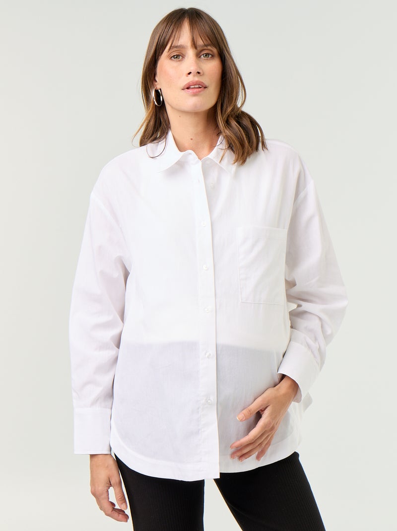 Camisa de amamentação com fenda lateral Branco - Kiabi