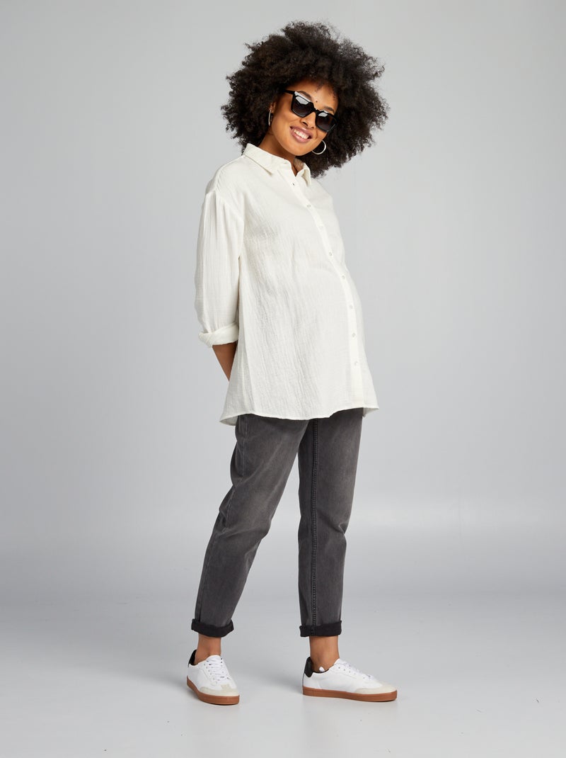Camisa de amamentação em gaze de algodão Branco - Kiabi