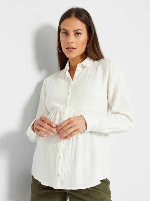 Camisa de amamentação em gaze de algodão - Kiabi