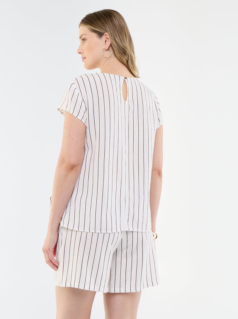 Camisa de amamentação em linho misto Branco - Kiabi
