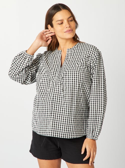 Camisa de amamentar com estampado vichy - Kiabi