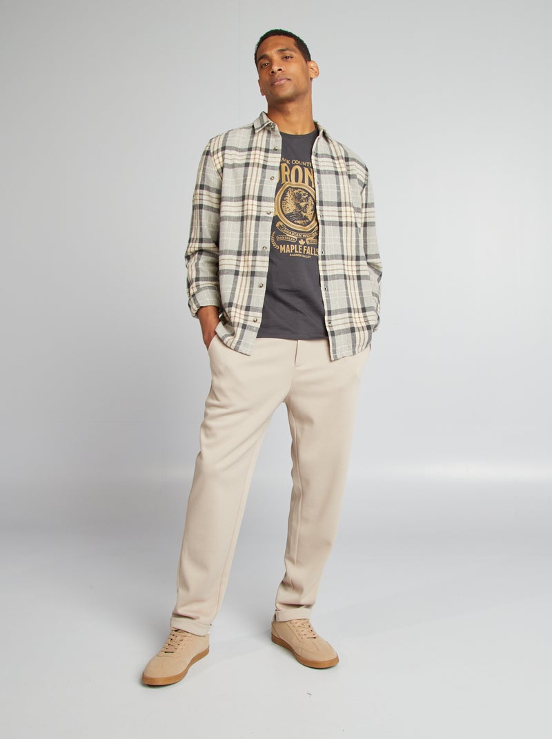 Camisa de bombazina aos quadrados CINZA - Kiabi