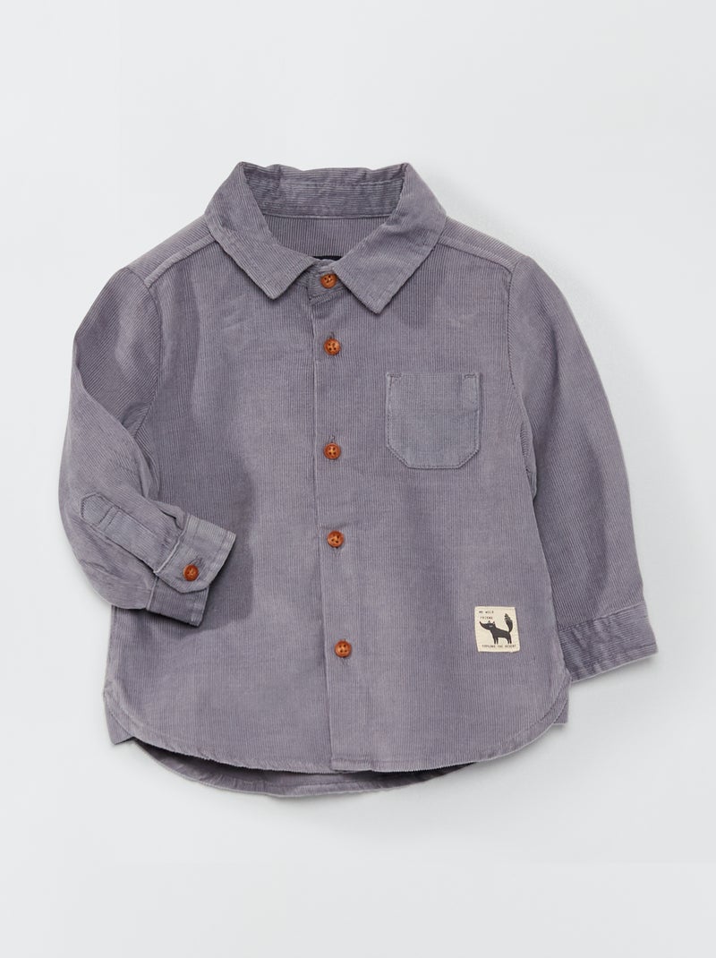 Camisa de bombazina com estampados de fantasia AZUL - Kiabi