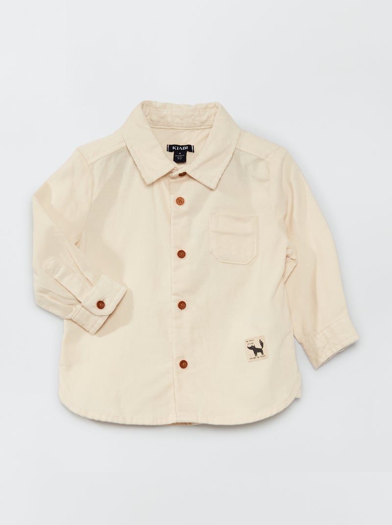 Camisa de bombazina com estampados de fantasia BRANCO - Kiabi