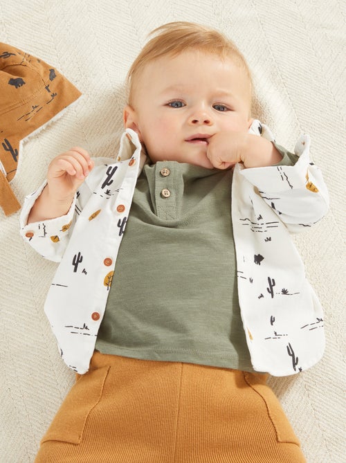Camisa de bombazina com estampados de fantasia - Kiabi
