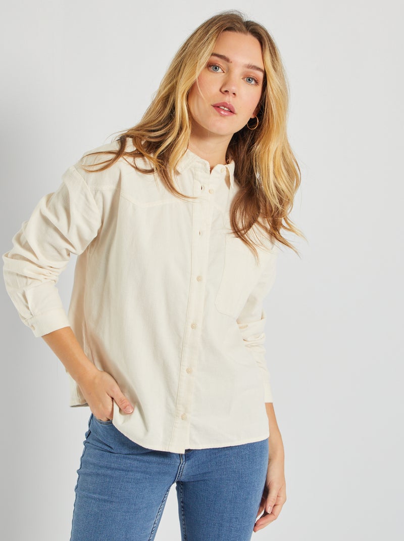 Camisa de bombazina Ecru - Kiabi