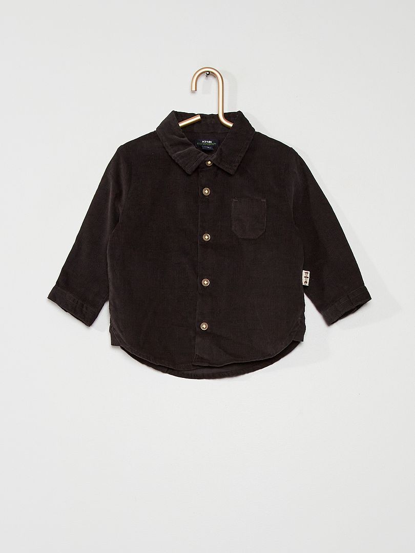 Camisa de bombazina em algodão Cinza Escuro - Kiabi